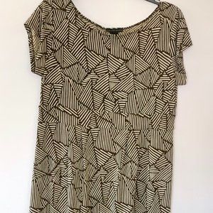 Madison Studio Tan/Brown Abstract Cap Sleeved Dres